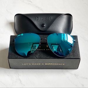 Diff Dash Blue Mirror Aviator Polarized Sunglasses